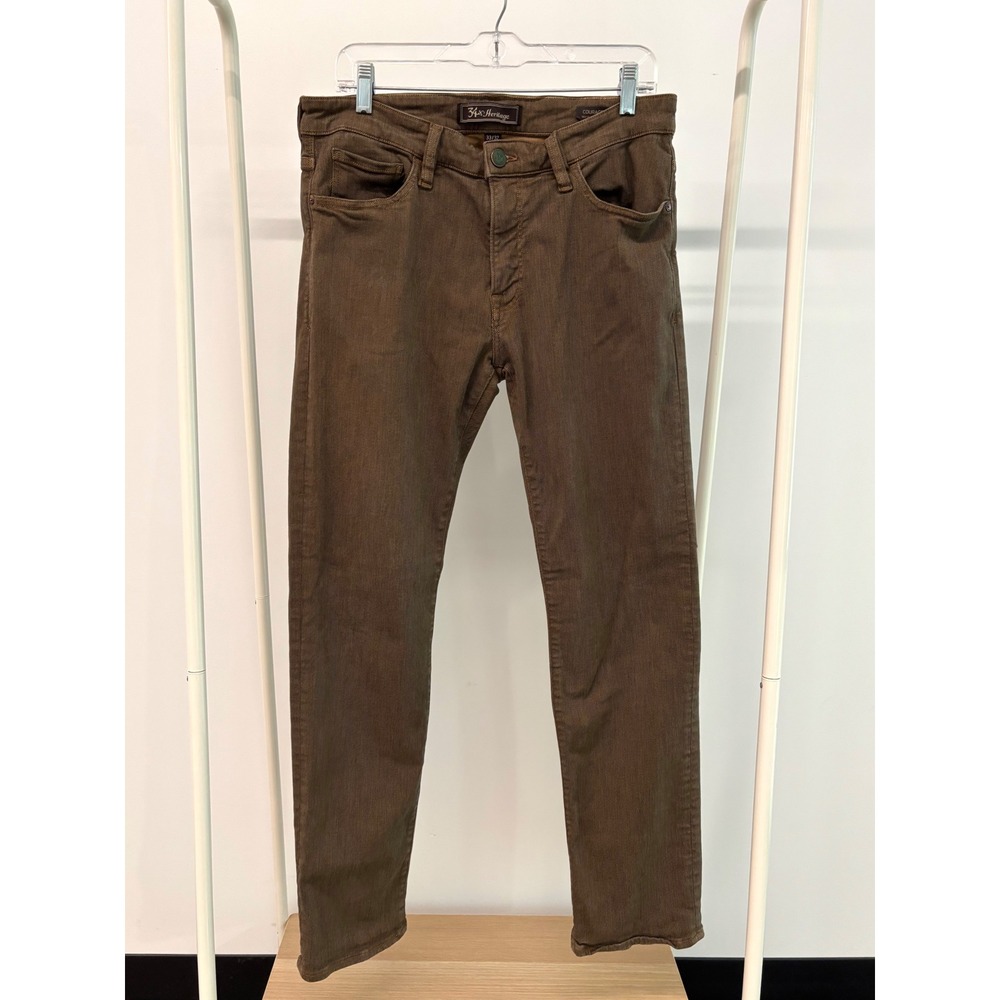 34 Heritage Courage Mens Brown Straight Leg Mid Rise Pants 33x32